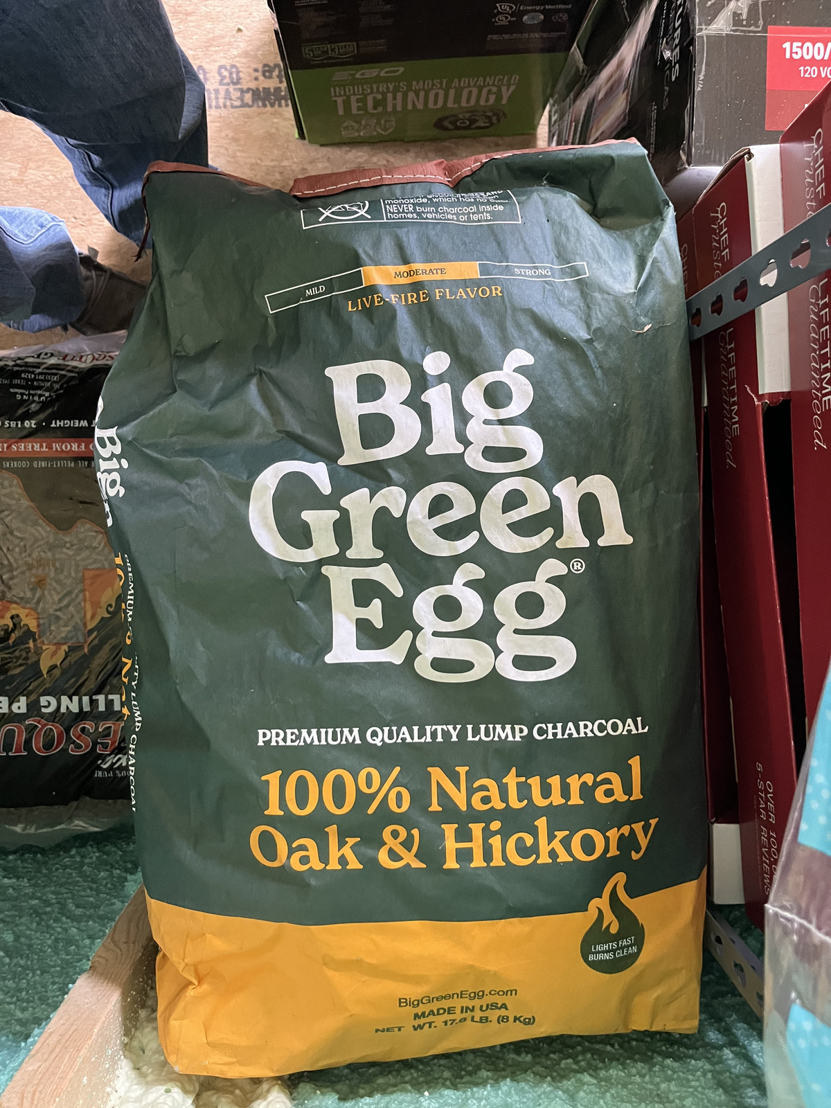 Big Green Egg premium lump charcoal, oak and hickory
