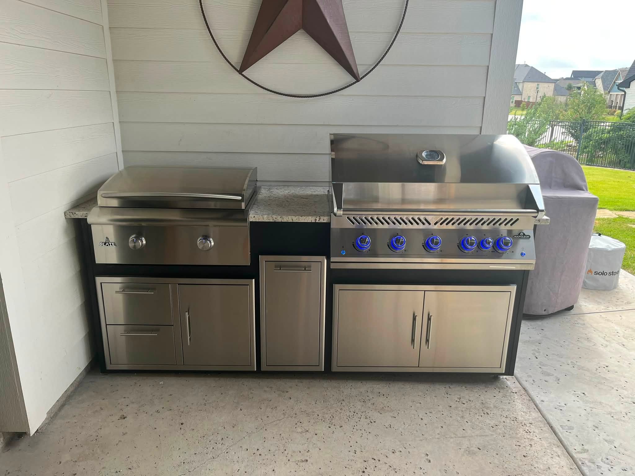 Custom outdoor kitchen with built-in grill in Weatherford, Texas