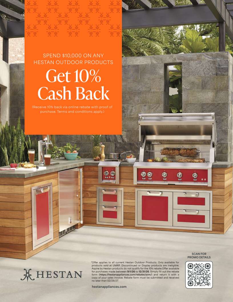 Hestan Outdoor 10 percent cash back rebate promotion flyer