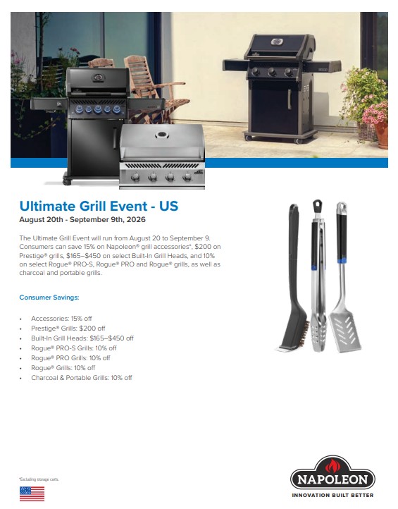 Napoleon Ultimate Grill Event promotion flyer